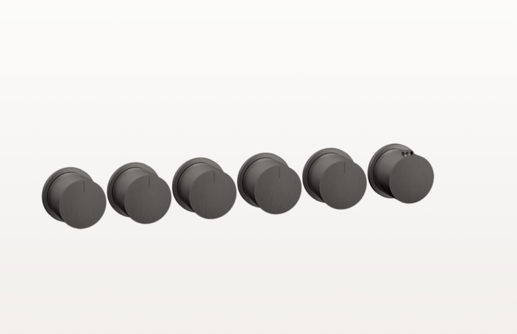 Термостат для душа Gessi Anello встраиваемый на 5 потребителей Black Metal Brushed 63440707