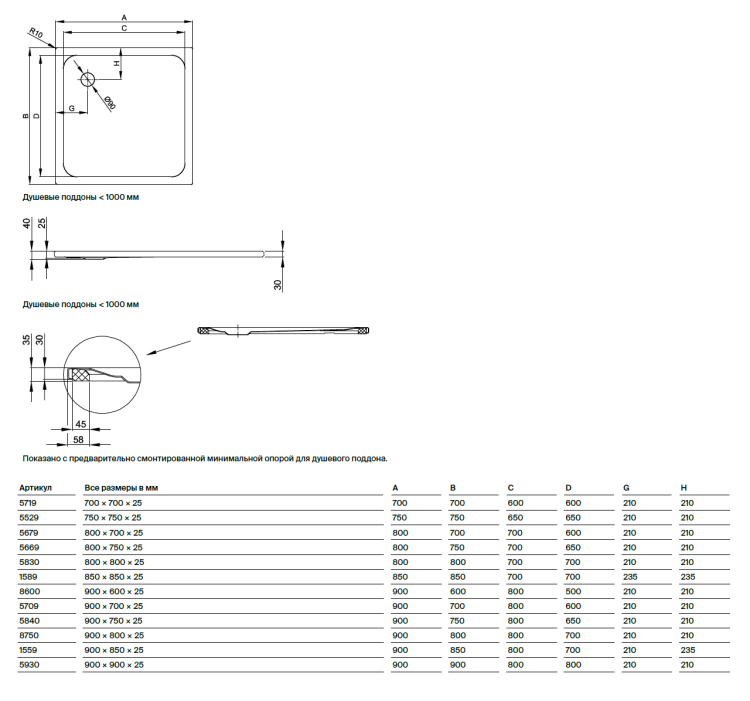 Душевой поддон Bette BetteUltra 900x900x25 мм Pergamon 5930-001