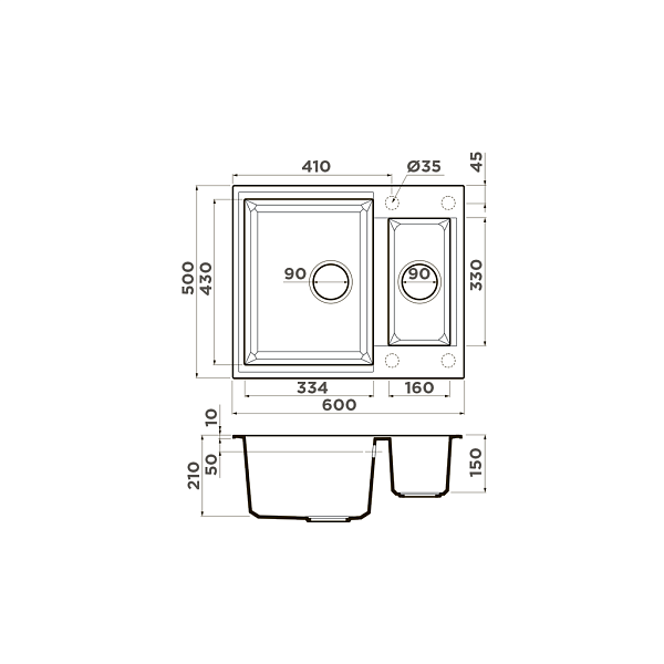 Кухонная мойка Omoikiri Sakaime 60-2-WH Tetogranit 60x50 см белый 4993911