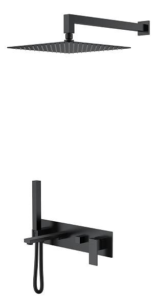 Смеситель для ванны встраиваемый Boheme Qubic 42x18.8x10 см черный матовый 474-B