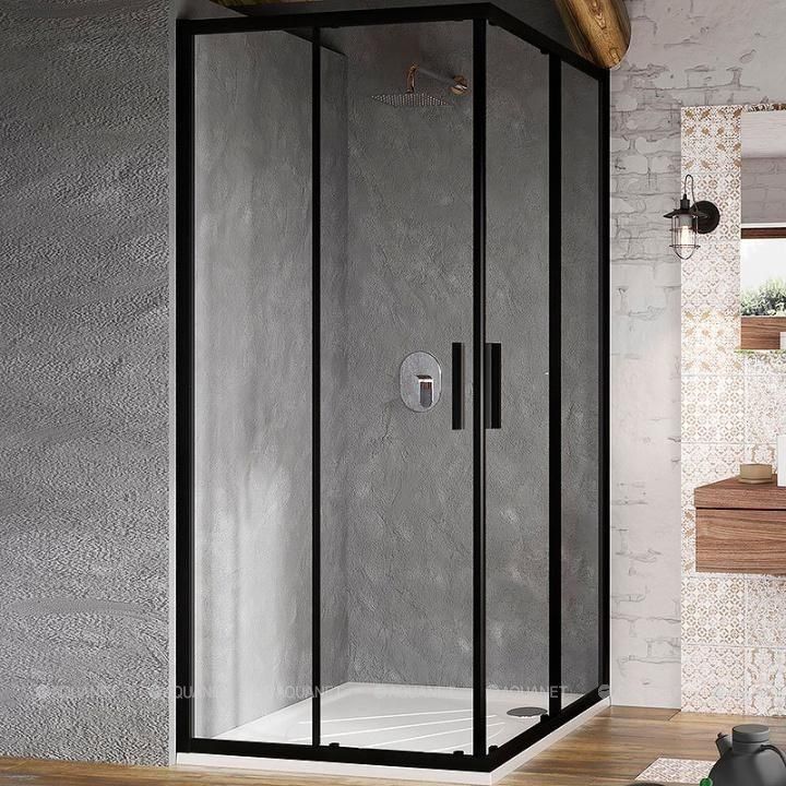Душевой уголок квадратный RAVAK Blix BLSRV2-90 черный/Transparent X1LM70300Z1