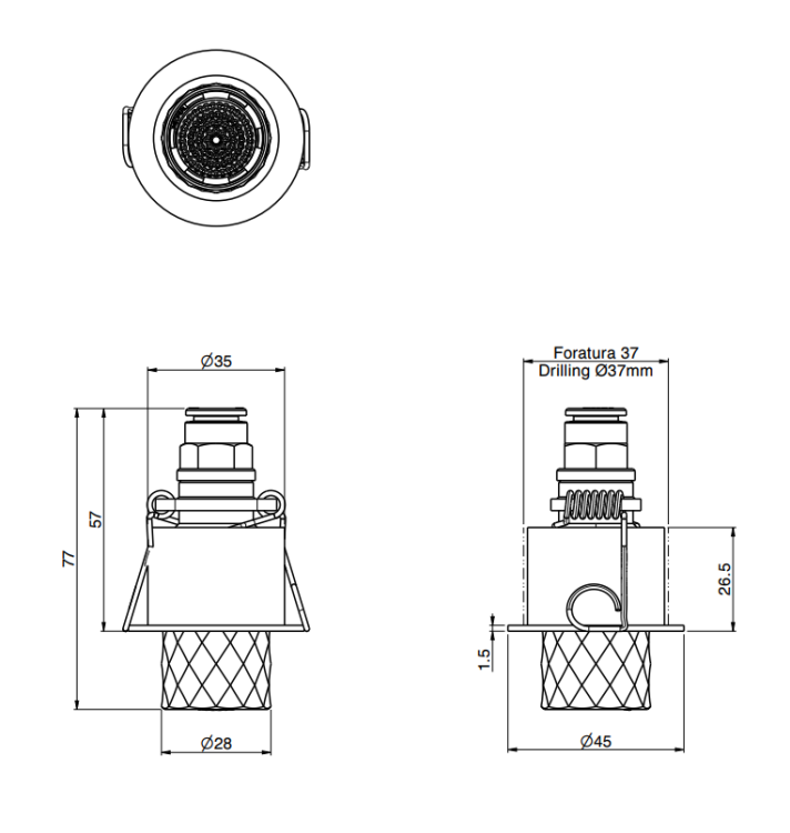 Микродуш Fima Carlo Frattini Waterdot Texture X скрытый монтаж тип струи дождь цвет шампань брашированная F3710XRHS