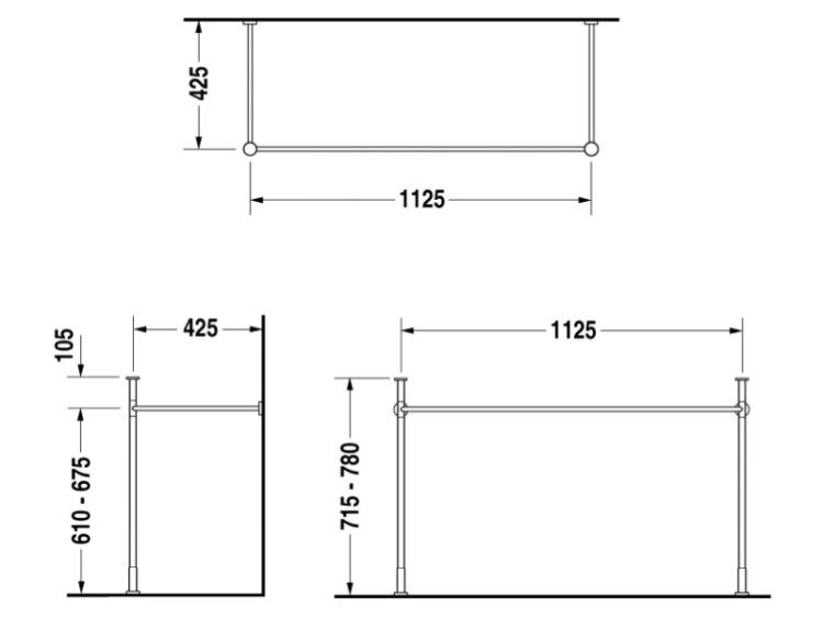 Консоль Duravit Vero Air 1125x425x780 мм для раковины хром 0030741000