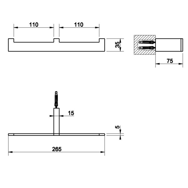 Полотенцедержатель двойной Gessi Rettangolo 265 мм цвет Finox Brushed Nickel 20915149