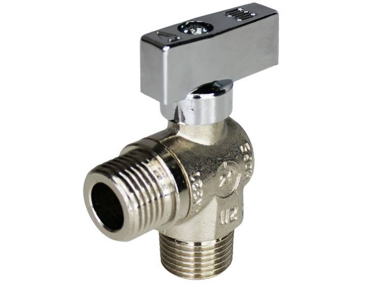 Кран шаровой угловой для стиральных машин Everline 1/2 НН ручка-бабочка EV901212