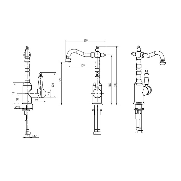 Смеситель для раковины Boheme Tradizionale Nero хром 242