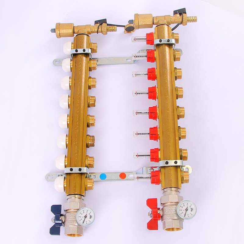 Коллекторная группа с термостатическими вентилями и расходомерами Tiemme 1x3/4 EK 8 выходов 3870003