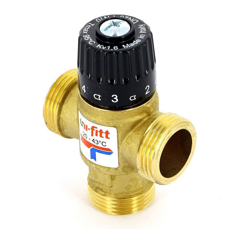 Клапан термосмесительный Uni-Fitt 1 20-43°C Kvs 1.6 боковое смешение 351G0140