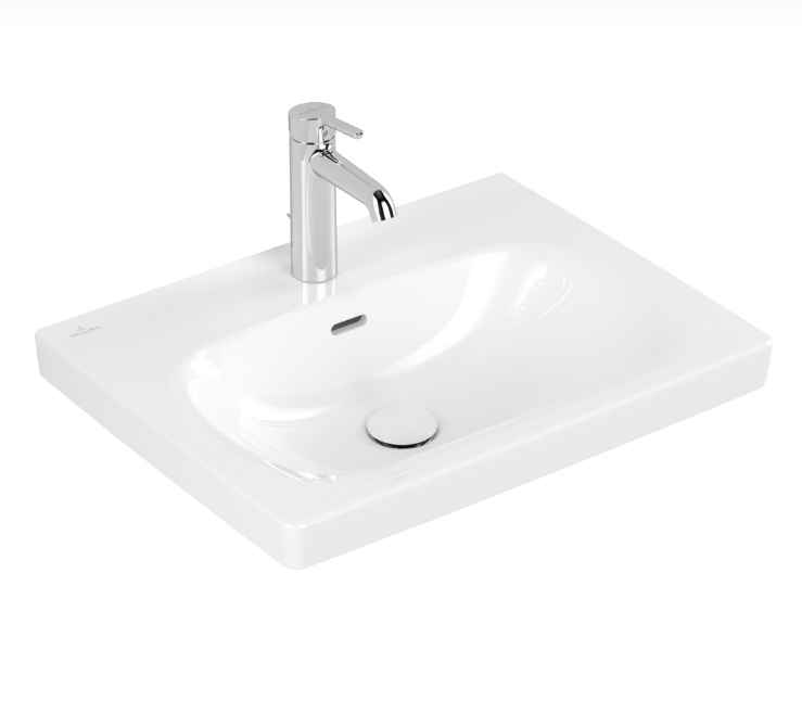 Раковина, Villeroy Boch, Skyla, шгв 600-460-163, отверстия для смесителя-1 сквозное, 2 промаркированных, цвет-альпийский белый