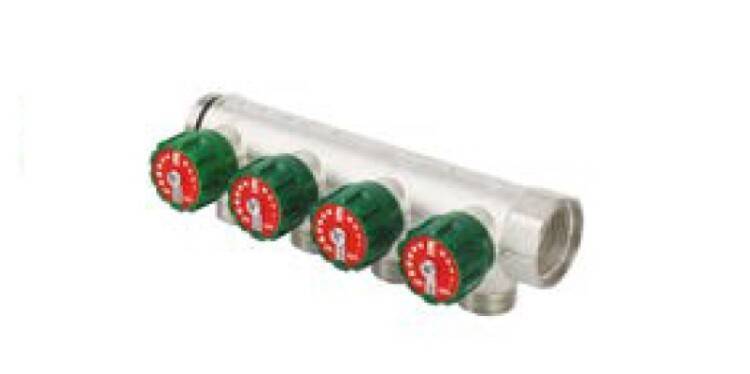 Коллектор модульный Hoger TIN 3/4 x 1/2 HP 2 контура вентили 90° латунь EMW0302T