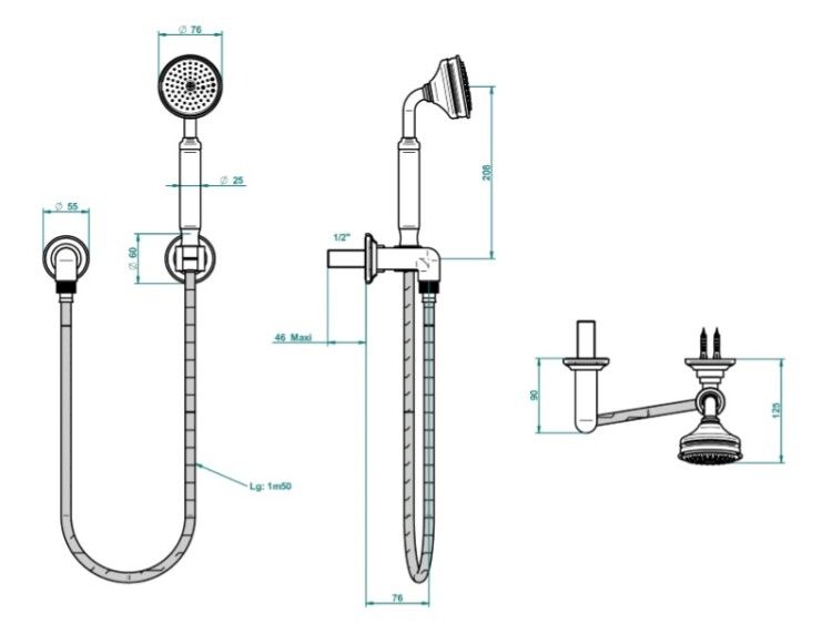 Душевой набор THG Charleston Lever никель G75B0152