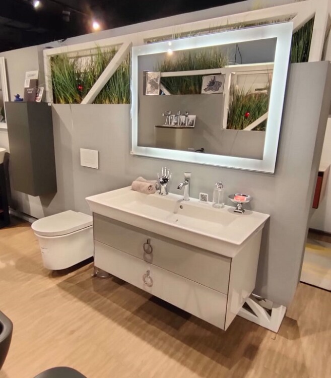 Комплект мебели Duravit White Tulip: тумба, раковина, сифон, зеркало темно-серый глянцевый/белый