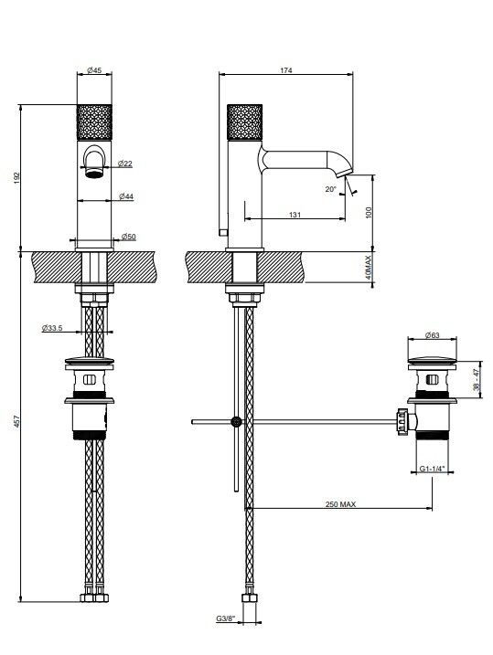 Смеситель для раковины Gessi Habito INTRECCIO хром 70101031