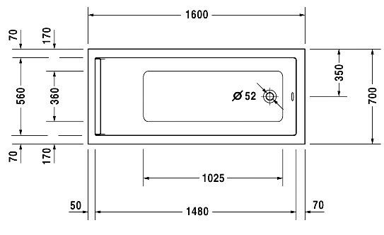 Ванна акриловая Duravit Starck 1600x700 мм встраиваемая 700333000000000