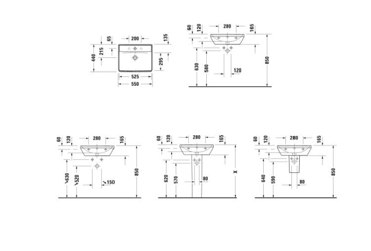 Раковина Duravit D-Neo 550x440 мм подвесная с 1 отверстием для смесителя 2366550000