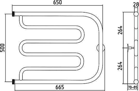 Полотенцесушитель водяной Стилье Тандем 66.5x52.8 см 00011-5065