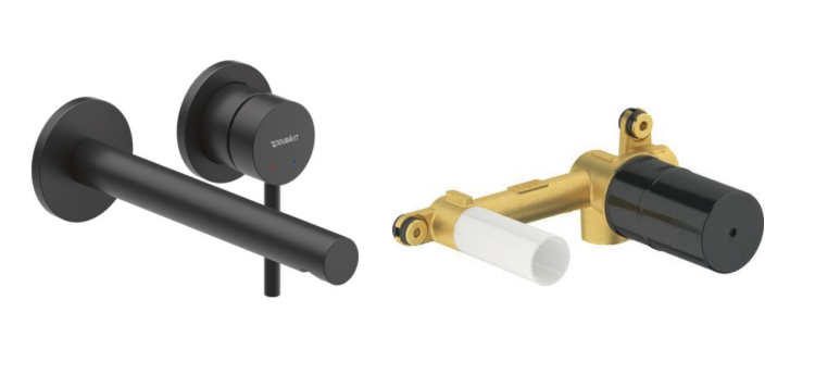 Смеситель для раковины Duravit Circle настенный с внутренней частью черный матовый CE1070004C46