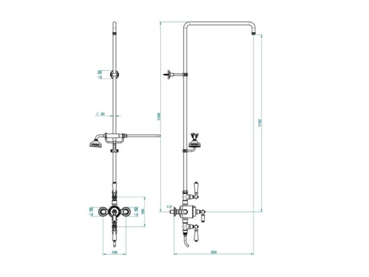 Душевой гарнитур THG 1900 a manettes штанга 1246 мм хром G28A0264TRCD