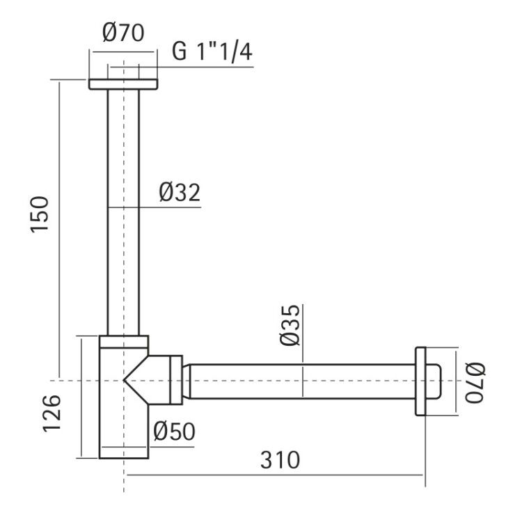 Сифон Quadro Design Complements бутылочный 1 1/4 золото светлое SI006OC