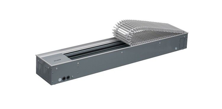 Внутрипольный конвектор ELSEN EKQ с принудительной конвекцией 240x75x1500 мм 1729 Вт роликовая решетка алюминий натуральный EKQ240751500MC