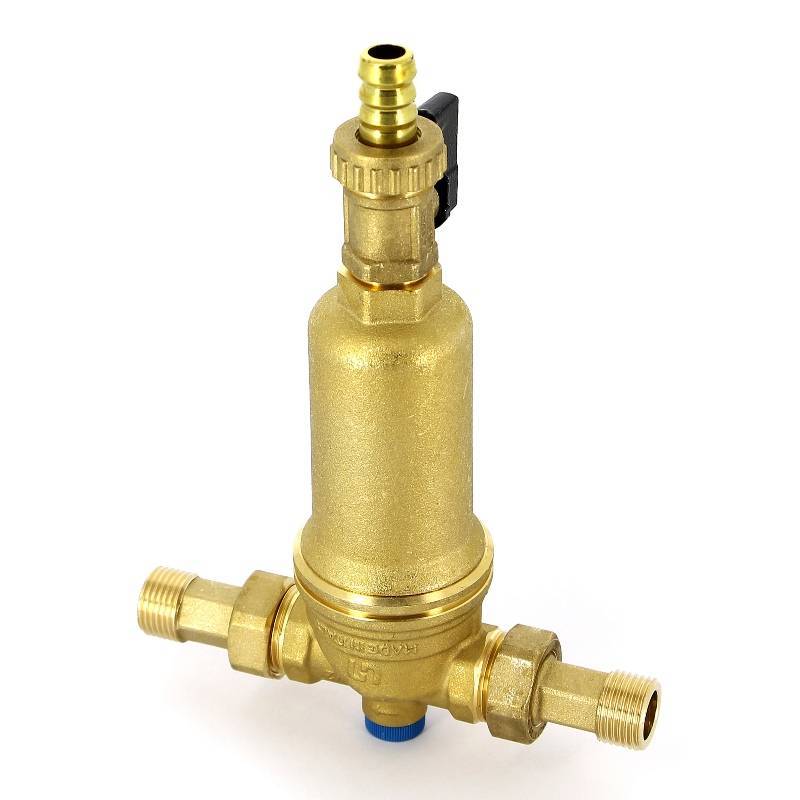 Фильтр промывной Uni-Fitt ВН 1/2 x 3/4 с редукционным соединением сливным краном и манометром 214A2300