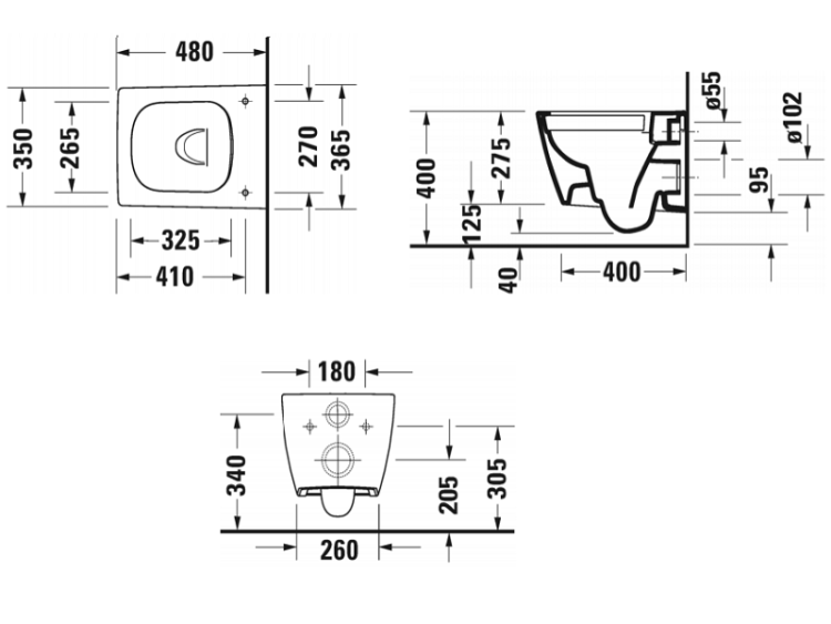 Унитаз подвесной Duravit Viu 370x480x360 мм 2573090000