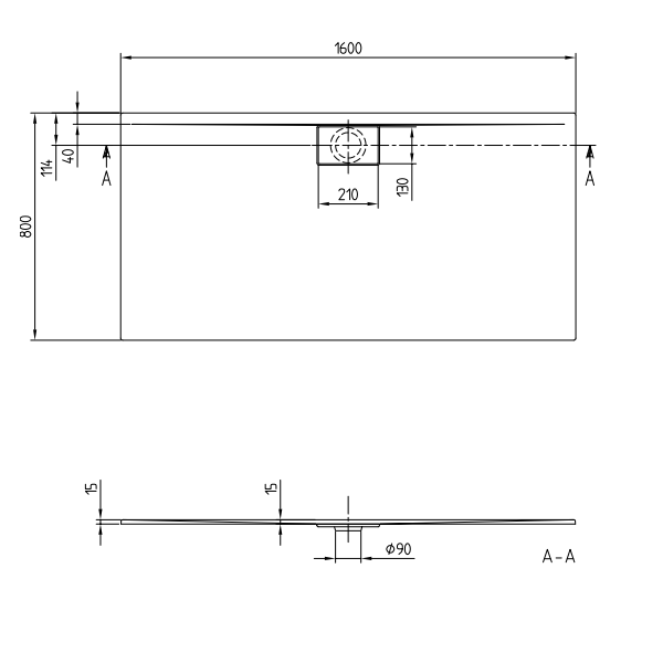 Душевой поддон Villeroy & Boch Architectura Metalrim 1600x800x15 мм белый UDA1680ARA215V01