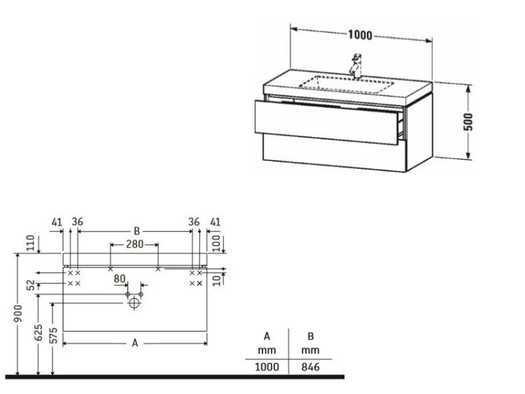 Тумба с раковиной Duravit L-Cube подвесная 1000x480x500 мм белый матовый LC6928O1818
