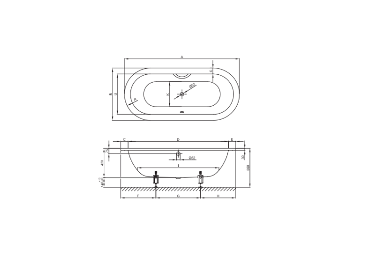Ванна Bette BetteStarlet Oval 1750x800x420 мм цвет Манхеттен 2680002