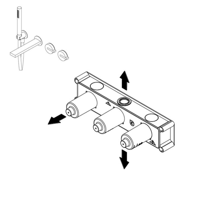 Внутренняя часть однорычажного смесителя для ванны и душа Ritmonio PM0020G