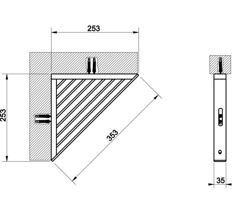Полка-решетка Gessi Rettangolo угловая 353х253 мм Nickel PVD 20861720