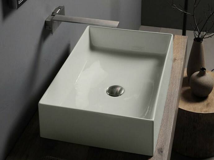 Раковина накладная Scarabeo Teorema 2.0 60x40 см без отверстия для смесителя Pearl 5101/41