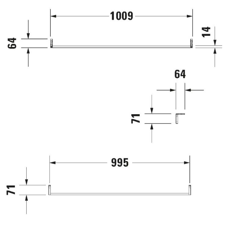Полотенцедержатель Duravit D-Code для раковины 1009 мм хром 0030351000