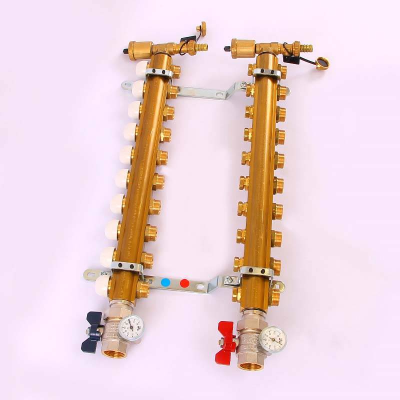 Коллекторная группа Tiemme 1x3/4 EK 10 выходов с кронштейнами и вентилями 3870036