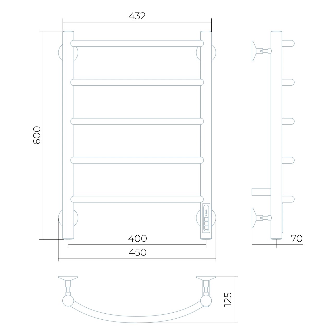 Полотенцесушитель электрический Larusso Классик КС П5 400x600 мм белый RAL 9016 8518