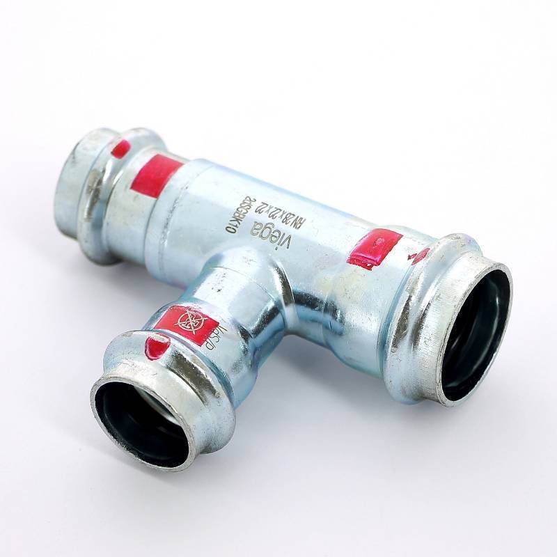 Тройник пресс Viega Prestabo оцинкованная сталь 28х22х22 мм 642693