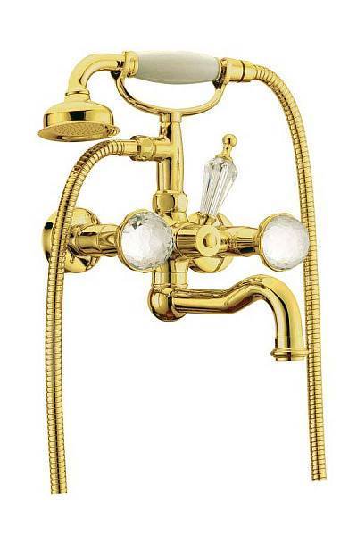 Смеситель для ванны с душевым комплектом Boheme Imperiale Presente золото глянцевое 333