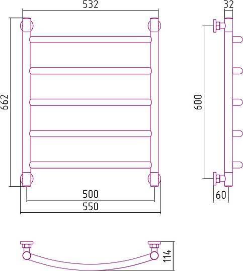 Полотенцесушитель водяной Сунержа Галант+ 500x600 мм без покрытия 00-0200-6050