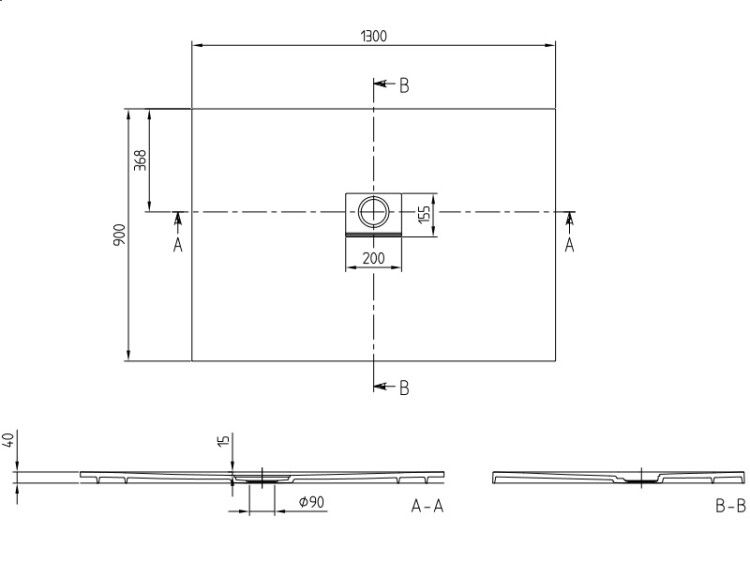 Душевой поддон Villeroy & Boch Squaro Infinity 1300x900x40 мм Stone White UDQ1390SQI2IVRW