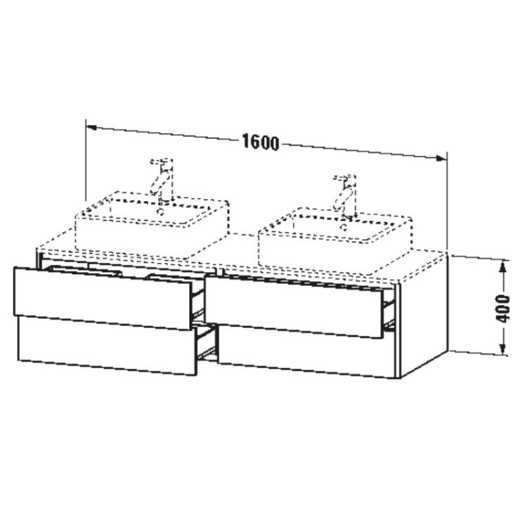 Тумба под раковину Duravit XSquare 1600x548x400 мм подвесная фланелево-серый шелковисто-матовый XS4917B9090