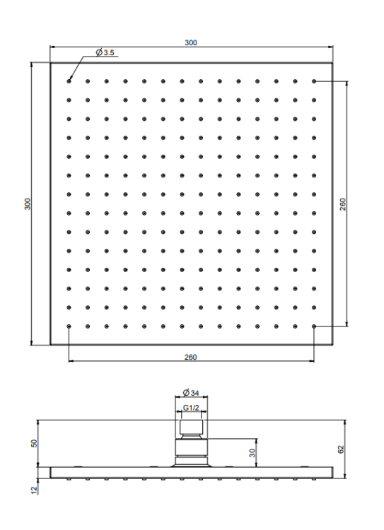 Верхний душ Fima Carlo Frattini Showerhead 300x300 мм квадратный шампань F2216/2HL