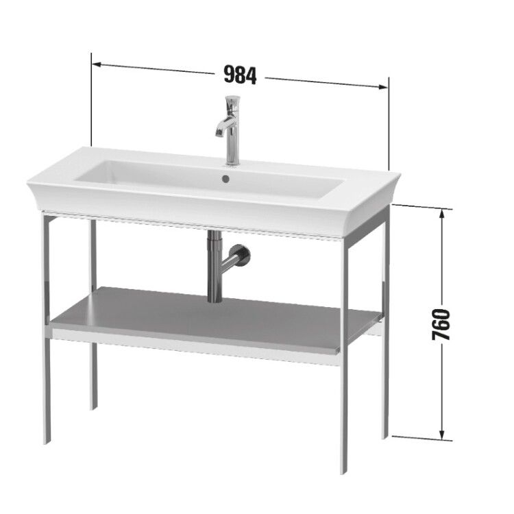 Консоль Duravit White Tulip 984x450x760 мм с полкой белый шелковисто-матовый хром WT454103636