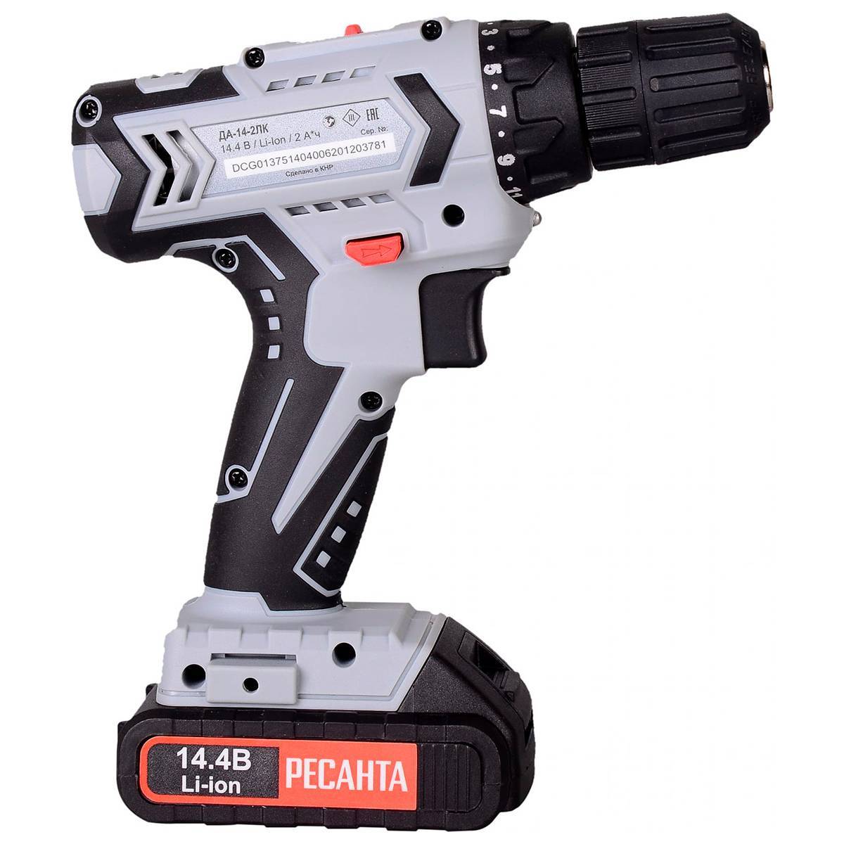 Аккумуляторная дрель-шуруповерт Ресанта ДА-14-2ЛК 14.4 В 2.0 Ач 72/14/24