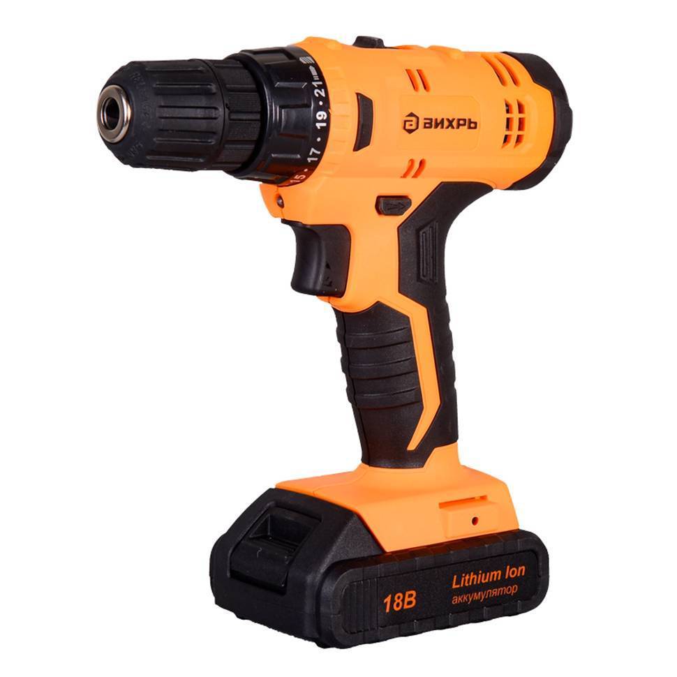 Аккумуляторная дрель-шуруповерт Вихрь ДА-18Л-2КА 18 В 1.5 Ач 72/14/11