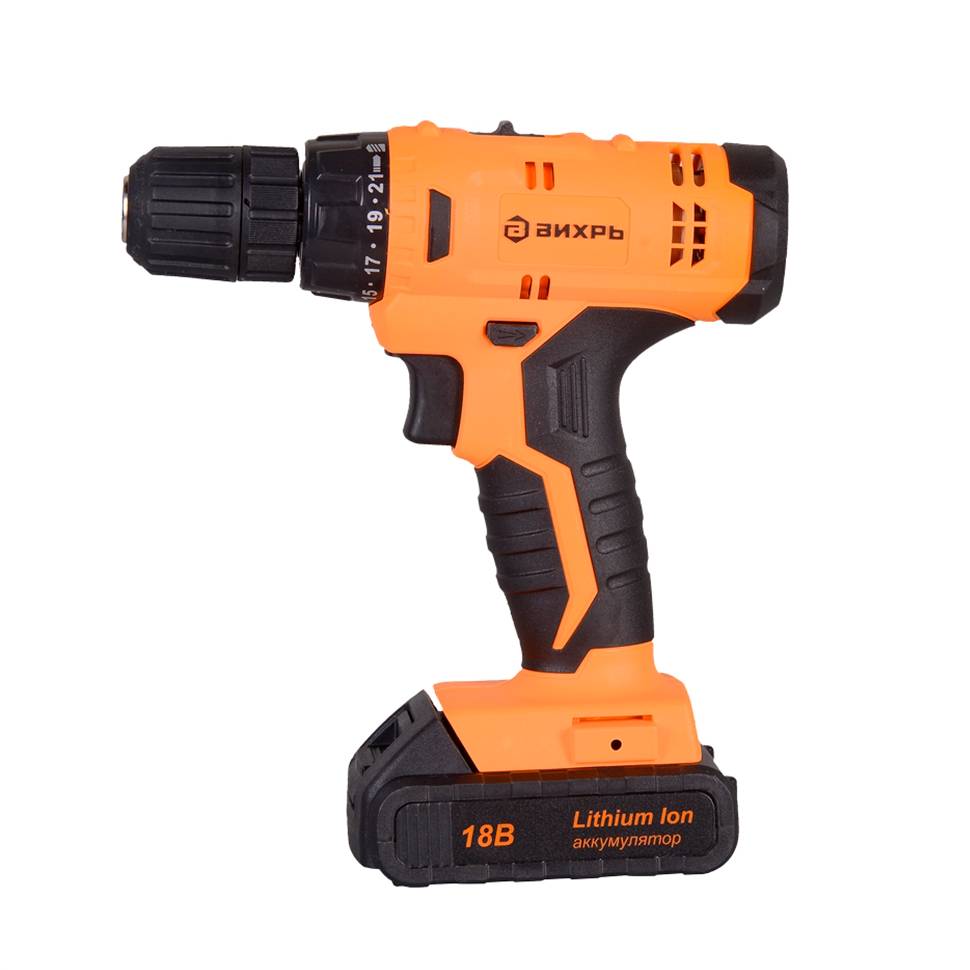 Аккумуляторная дрель-шуруповерт Вихрь ДА-18Л-2КА 18 В 1.5 Ач 72/14/11