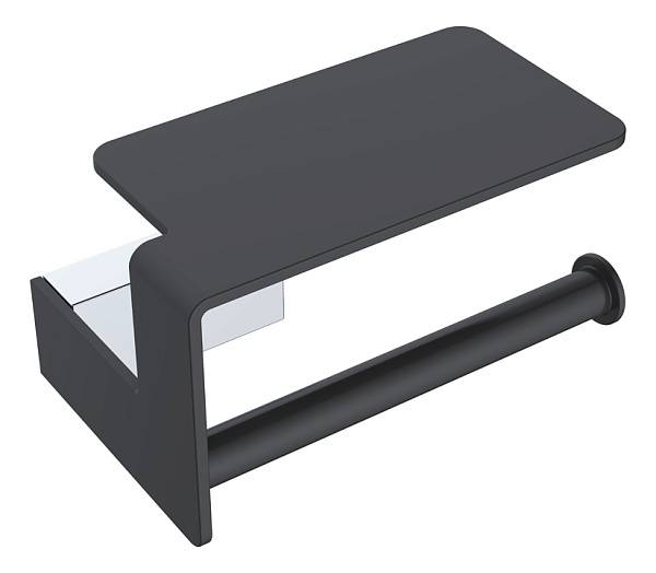 Держатель для туалетной бумаги с полкой Boheme Q хром/черный 10941-CR-B