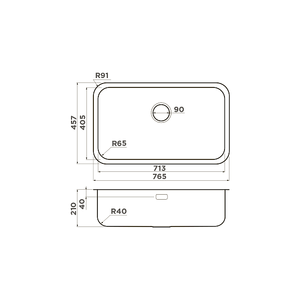 Кухонная мойка Omoikiri Omi 76-U/I-IN нержавеющая сталь 76,5x45,7 см 4993500