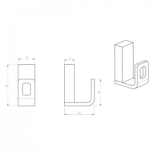 Крючок для ванной подвесной Boheme Q черный 10946-B