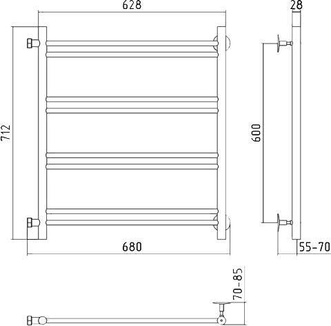 Полотенцесушитель водяной Стилье Версия-Б1 68x71,2 см без покрытия 00611-6060