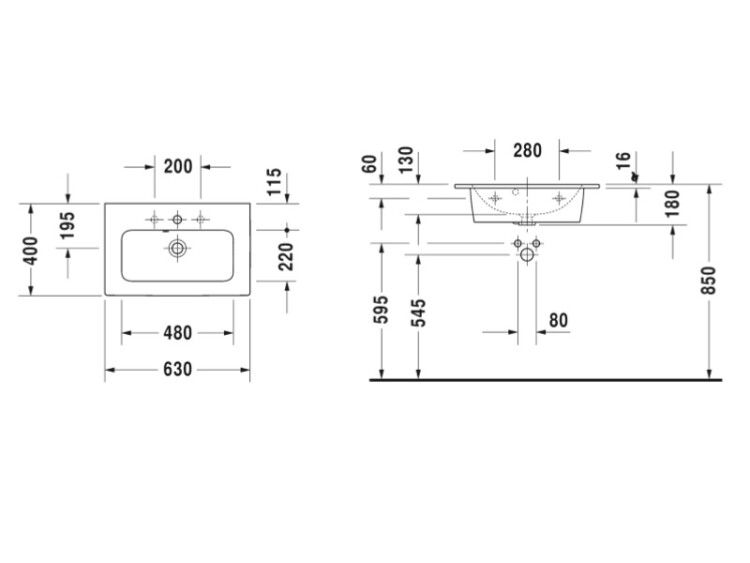 Раковина Duravit ME by Starck 630x400 мм с 1 отверстием для смесителя цвет белый 2342630000